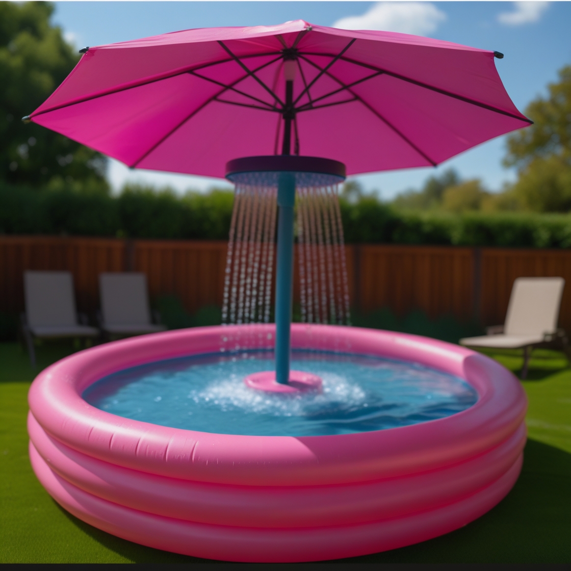 Water Fountain Inflatable Inflatable Kiddie Pool with Umbrella Fountain: Safe, Fun, and Easy ...